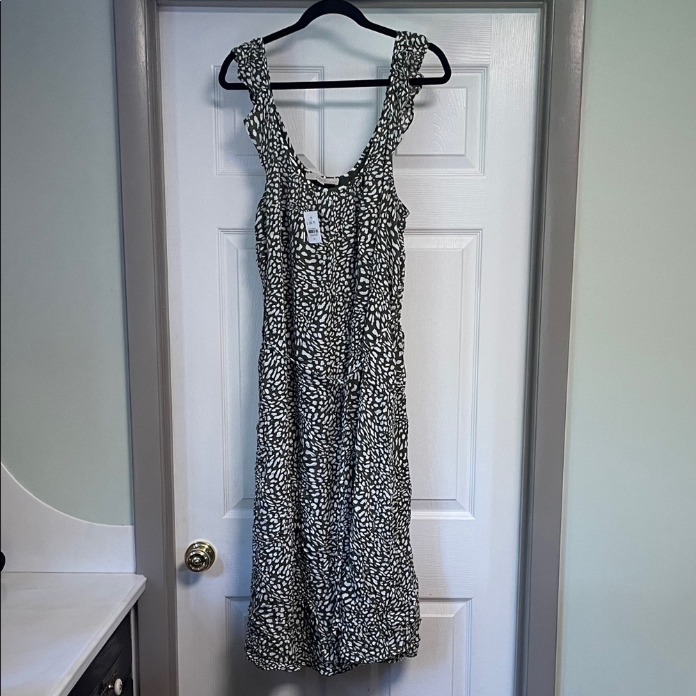 NWT Loft Elegant Green and Cream Women's Dress